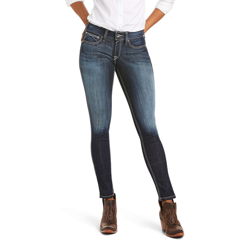 Pantalones Vaqueros Ariat R.E.A.L. Mid Rise Stretch Outseam Ella Skinny Azules Oscuro Mujer - Chile